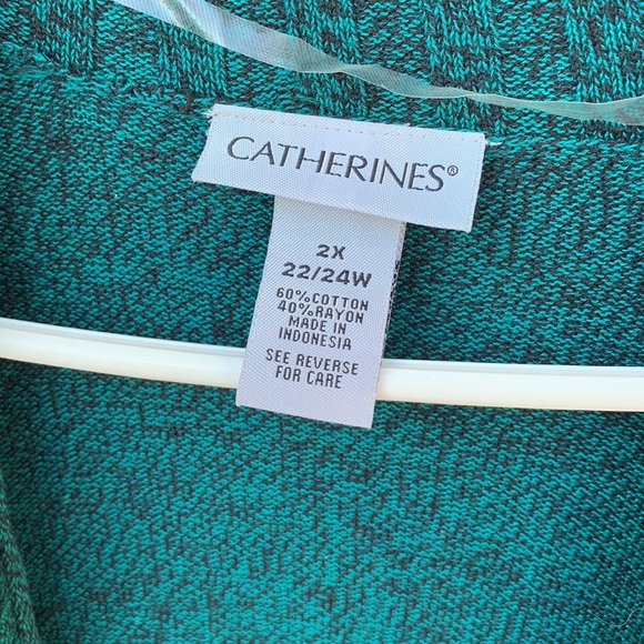Catherine’s size 2X 22/24W green and black cardigan sweater - Picture 2 of 6